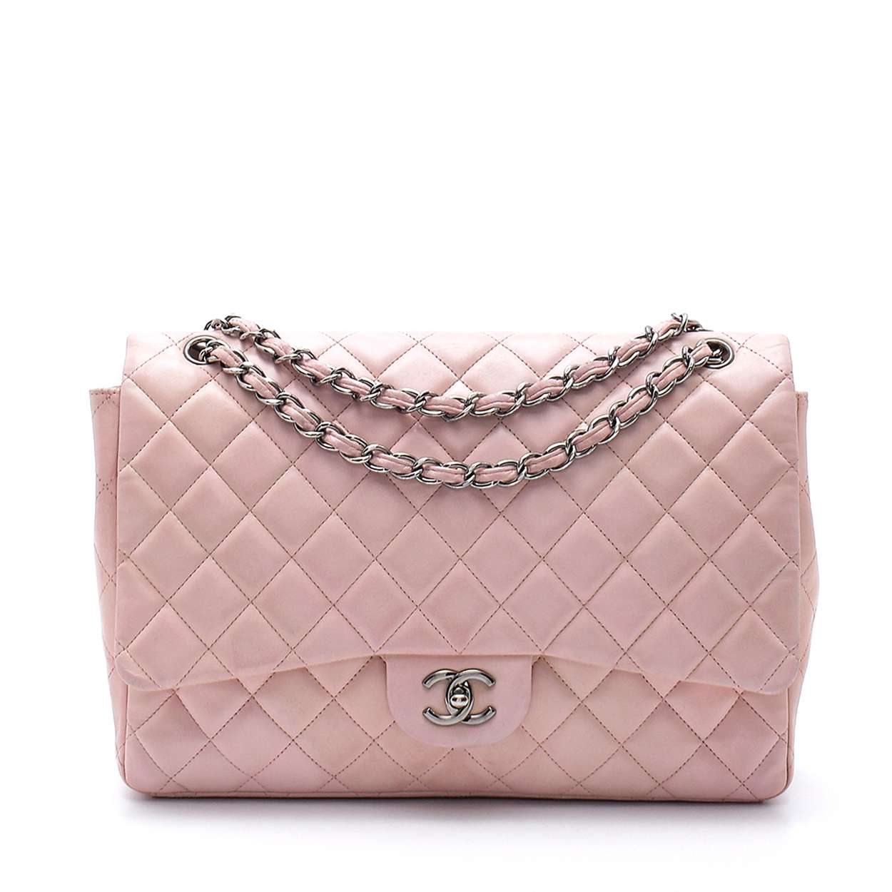 Chanel - Soft Pink Quilted Lambskin Leather Maxi Single Flap Bag